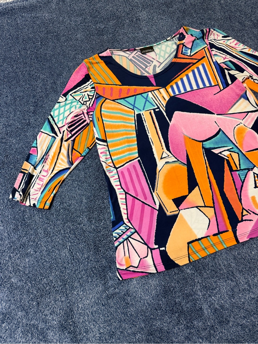 Colorful Geometric Print Scoop Neck Top